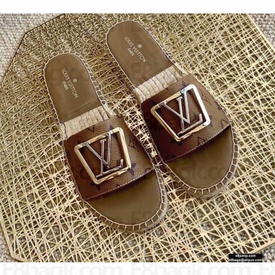 Louis Vuitton Monogram LV Square Espadrilles Slipper Sandals Brown 2021