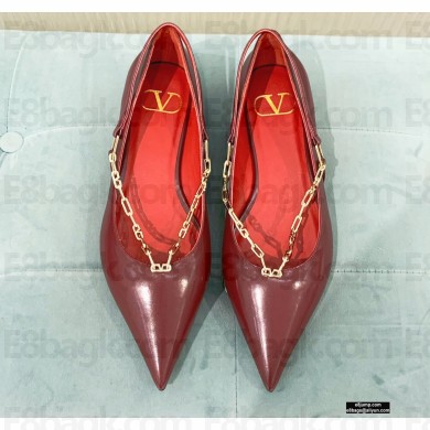 Valentino Chain Detail Ballerina Flats Burgundy 2021