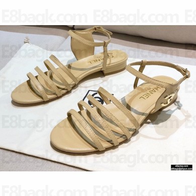Chanel Lambskin CC Logo Sandals G36958 Beige 2021