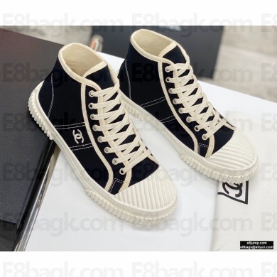 Chanel Vintage Canvas High-top Sneakers Black 2021