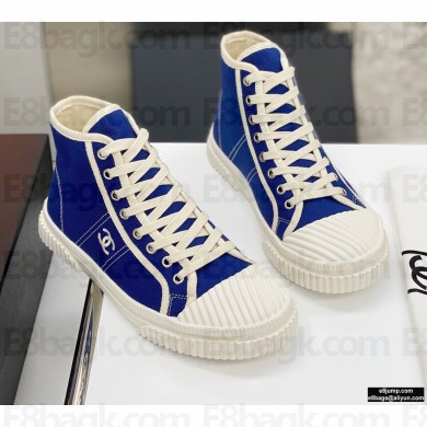 Chanel Vintage Canvas High-top Sneakers Blue 2021