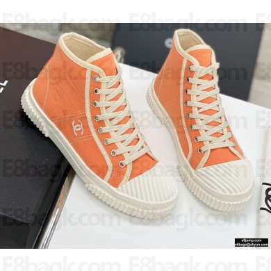 Chanel Vintage Canvas High-top Sneakers Orange 2021