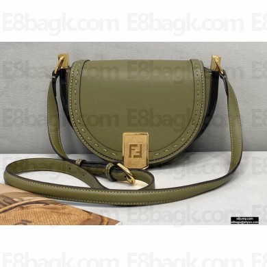 Fendi Leather Moonlight Shoulder Bag Dark Green 2021