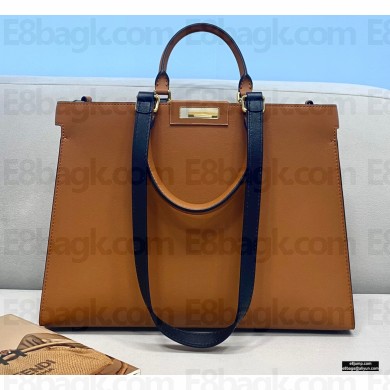 Fendi Leather Small Peekaboo X-Tote Shopper Bag Brown 2021
