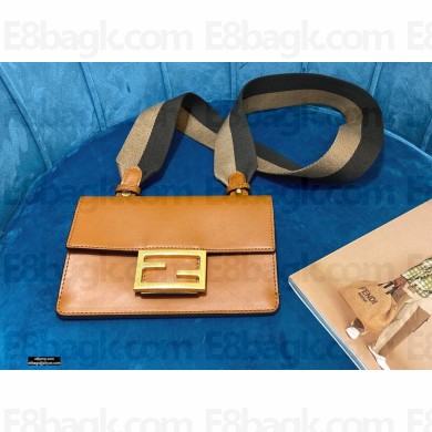 Fendi Flat Baguette Mini Bag Brown with Detachable Shoulder Strap 2021