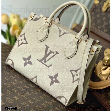 Louis Vuitton Bicolor Onthego PM Bag Monogram Empreinte Leather M45654 Cream/Bois de Rose Pink 2021