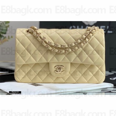 Chanel Lambskin Medium Classic Flap Bag Light Yellow 2021