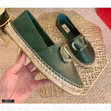 Valentino Calfskin VLogo Signature Espadrilles Dark Green 2021