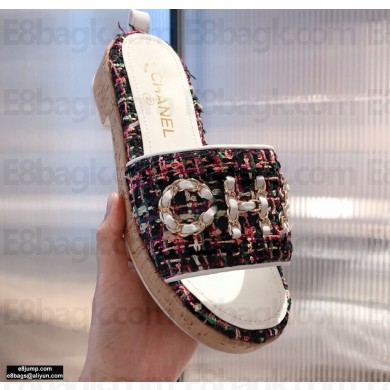Chanel Chain Logo Tweed Mules G34826 01 2021