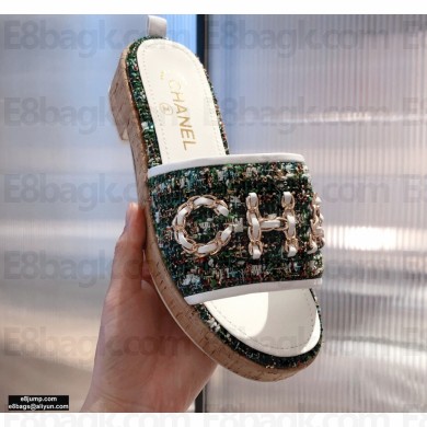 Chanel Chain Logo Tweed Mules G34826 05 2021