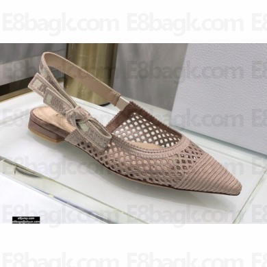 Dior J'Adior Slingback Ballerina Flats Mesh Embroidery Nude 2021