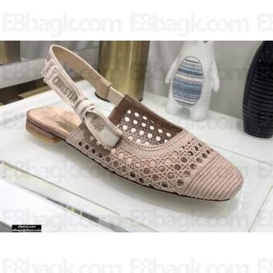 Dior Heel 1.5cm Moi Slingback Ballerina Flats Cannage Embroidered Mesh Nude 2021