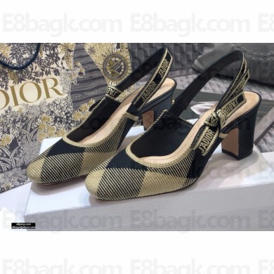 Dior Heel 7cm J'Adior Slingback Pumps Check Black/Beige 2021