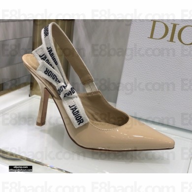 Dior Heel 9.5cm J'Adior Slingback Pumps Patent Calfskin Nude 2021