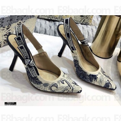 Dior Heel 9.5cm J'Adior Slingback Pumps Flamingo Embroidered 2021
