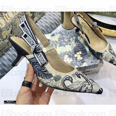 Dior Heel 6.5cm J'Adior Slingback Pumps Flamingo Embroidered 2021
