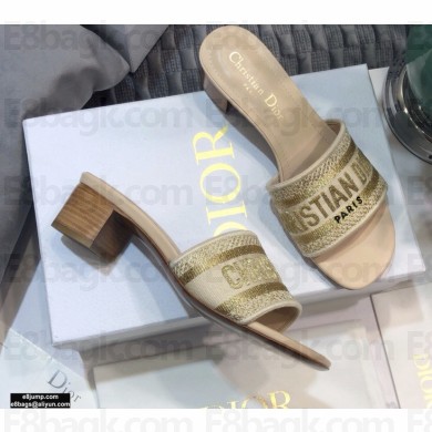 Dior Heel 4.5cm Dway Slides in Embroidered Cotton 06 2021