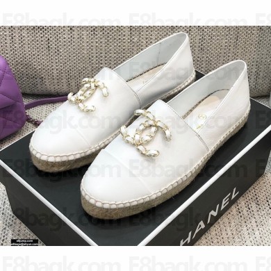 Chanel Chain CC Logo Espadrilles White 2021