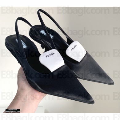 Prada Gabardine Slingback Pumps Black with Tongue 2021