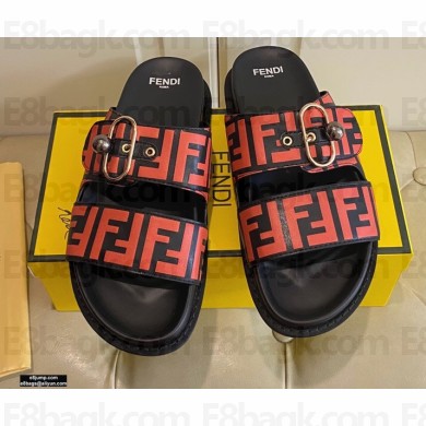 Fendi FF Leather Flat Slides Sandals with Double Band 04 2021