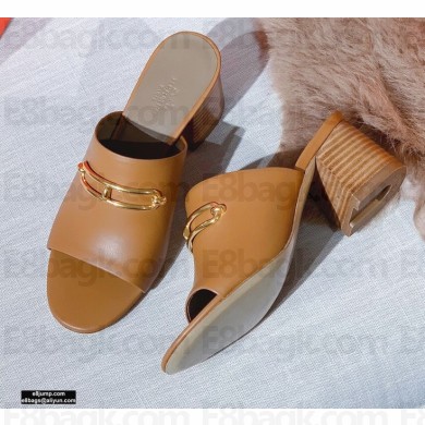 Hermes Heel 6cm Camilla Mules Brown 2021
