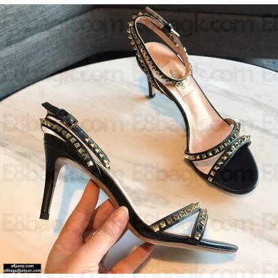 Valentino Heel 7.5cm/10.5cm Rockstud Sandals Black 2021