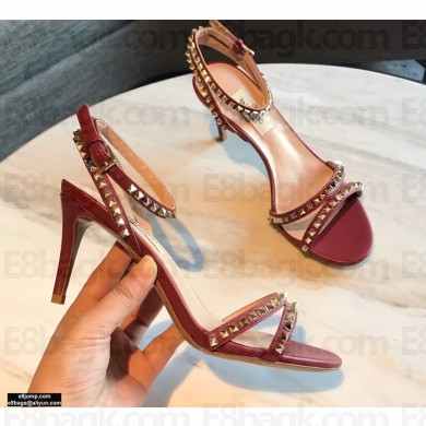 Valentino Heel 7.5cm/10.5cm Rockstud Sandals Dark Red 2021