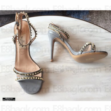 Valentino Heel 7.5cm/10.5cm Rockstud Sandals Gray 2021