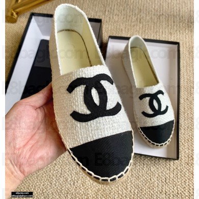 Chanel Tweed CC Logo Espadrilles G29762 White/Black 2021
