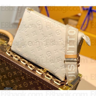 Louis Vuitton Monogram-embossed Lambskin Coussin PM Bag M57793 Cream 2021