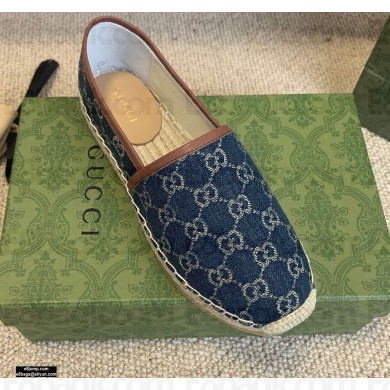 Gucci Washed GG Jacquard Denim Espadrilles Dark Blue 2021