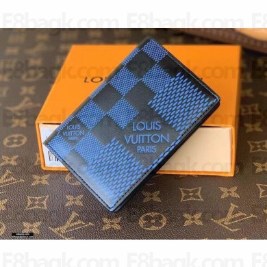 Louis Vuitton Damier Infini 3D Leather Pocket Organizer Wallet N60439 Blue 2021