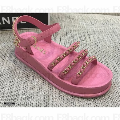 Chanel Chain Calfskin Sandals G37140 Pink 2021