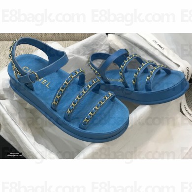 Chanel Chain Calfskin Sandals G37140 Blue 2021