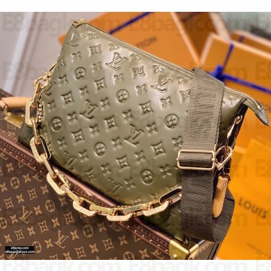 Louis Vuitton Monogram-embossed Lambskin Coussin MM Bag M57782 Khaki Green 2021