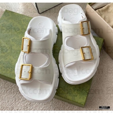 Gucci Buckles Aguru Sandals White 2021