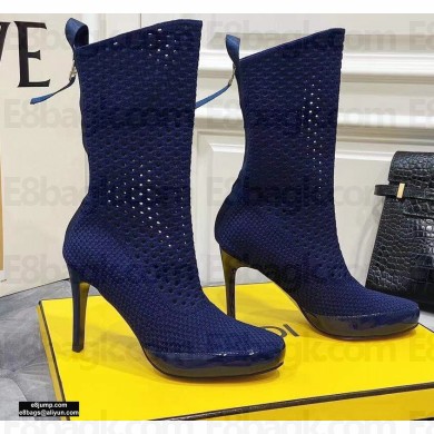 Fendi Elasticated Lace Promenade Ankle Boots Blue 2021