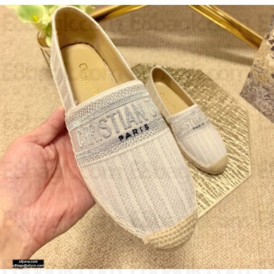 Dior Granville Espadrilles In Stripes Embroidered Cotton White 2021