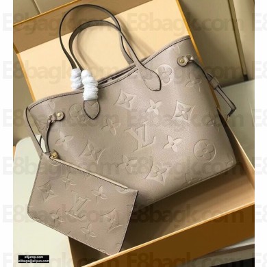 Louis Vuitton Monogram Empreinte Leather Neverfull MM Tote Bag M45686 Tourterelle Gray 2021