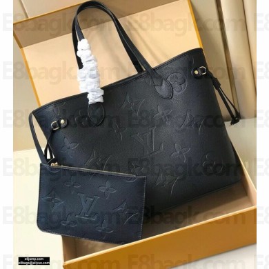 Louis Vuitton Monogram Empreinte Leather Neverfull MM Tote Bag M45685 Black 2021