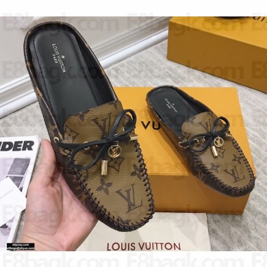 Louis Vuitton Gloria Flat Open Back Loafers Monogram Reverse Canvas 2021