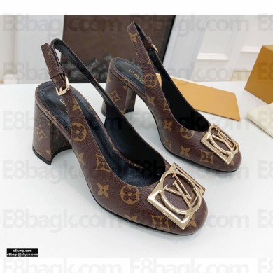 Louis Vuitton Heel 7.5cm Dauphine Madeleine Slingback Pumps Monogram Canvas 2021