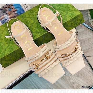 Gucci Heel 2.5cm Leather Sandal with Horsebit 645405 White 2021