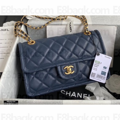 Chanel Grained Calfskin Medium Flap Bag AS2357 Navy Blue 2021