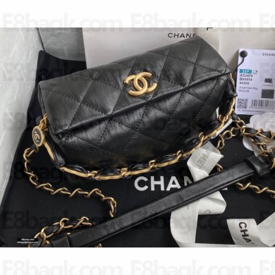 Chanel Crumpled Lambskin Small Hobo Bag AS2479 Black 2021