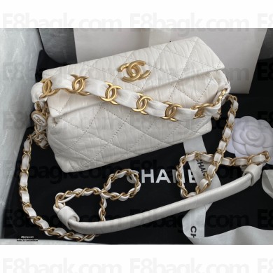 Chanel Crumpled Lambskin Small Hobo Bag AS2479 White 2021
