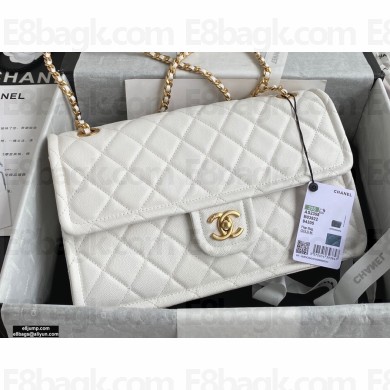 Chanel Grained Calfskin Large Flap Bag AS2358 White 2021