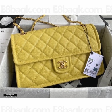 Chanel Grained Calfskin Large Flap Bag AS2358 Yellow 2021