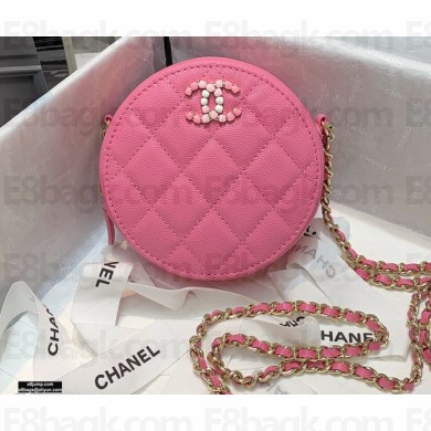 Chanel Grained Calfskin Round Clutch with Chain Bag AP2034 Dark Pink 2021