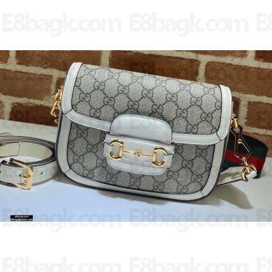 Gucci Horsebit 1955 Mini Shoulder Bag 658574 GG Supreme Canvas White 2021